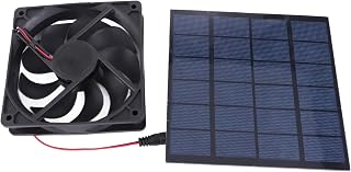 Solar Fan, 5W Low Noise Solar Exhaust Fan Compact Portable Fans with Panel Fans Kit for Pet House Chicken Coop Tree House Kennel