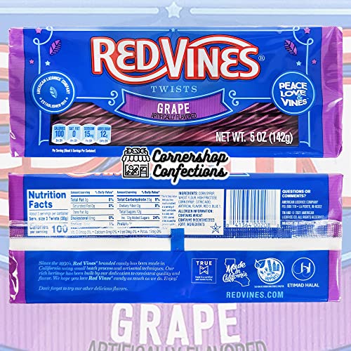 Red Vines Twists 3 Flavor Variety Pack - Original Red, Grape, Black Licorice - Over 40 Twists Total - With Fun Cornershop Confections Homemade Snacks Recipe Card #TOP2