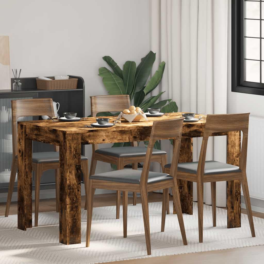 Tavolo da pranzo rettangolare, effetto rovere fumé, 140 x 74,5 x 76 cm, in legno, moderno per cene in famiglia e cene, superficie facile da pulire