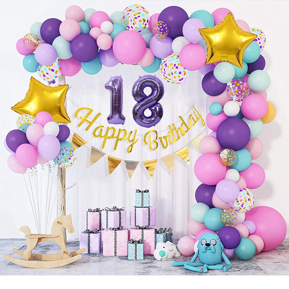 Folienballon Zahl 18 Lila - XXL 100cm Riesen Ballon Für Geburtstag