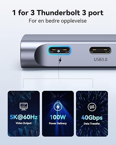 Vista 41 de Estación de acoplamiento USB C Monitor HDMI dual, adaptador USB C a HDMI dual con 2 puertos HDMI, carga PD, SD/TF, puertos USB A y C 3.0, estación