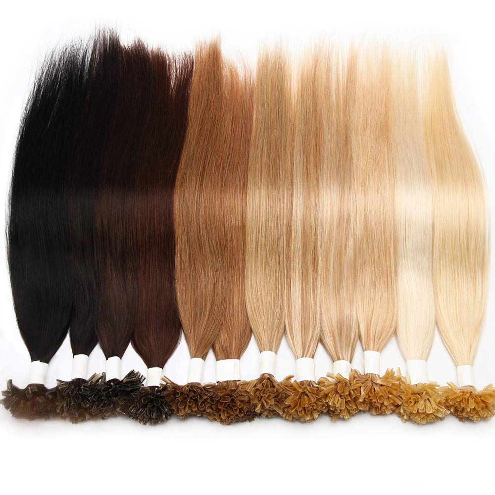 SEGO Extension Kératine Cheveux Naturel 0.5g/Mèche - Rajout Vrai Cheveux Humain Lisse Droit Pose à Chaud - Remy Human Hair Pre Bonded Nail Tip U-tip - 55 cm 1B#Noir Normal [0.5g *200 Mèche]