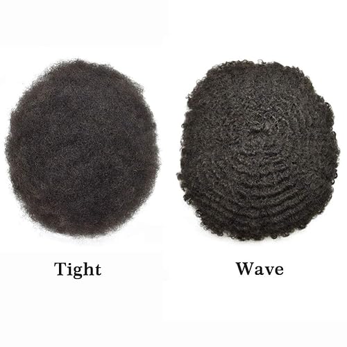 Miniatura 9 de Afro Toupee para hombres negros, afro rizado para hombre, postizo afro masculino, sistema de reemplazo de cabello ondulado afro masculino, encaje