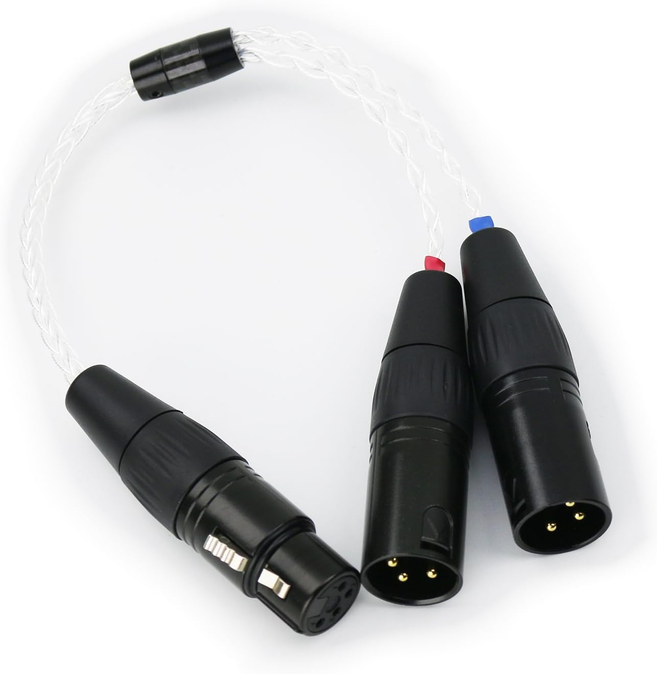 Sukira HIFI cable with 4-pin XLR Female to 2x 3-pin XLR Male Balanced Silver Plated Headphone Audio Adapter