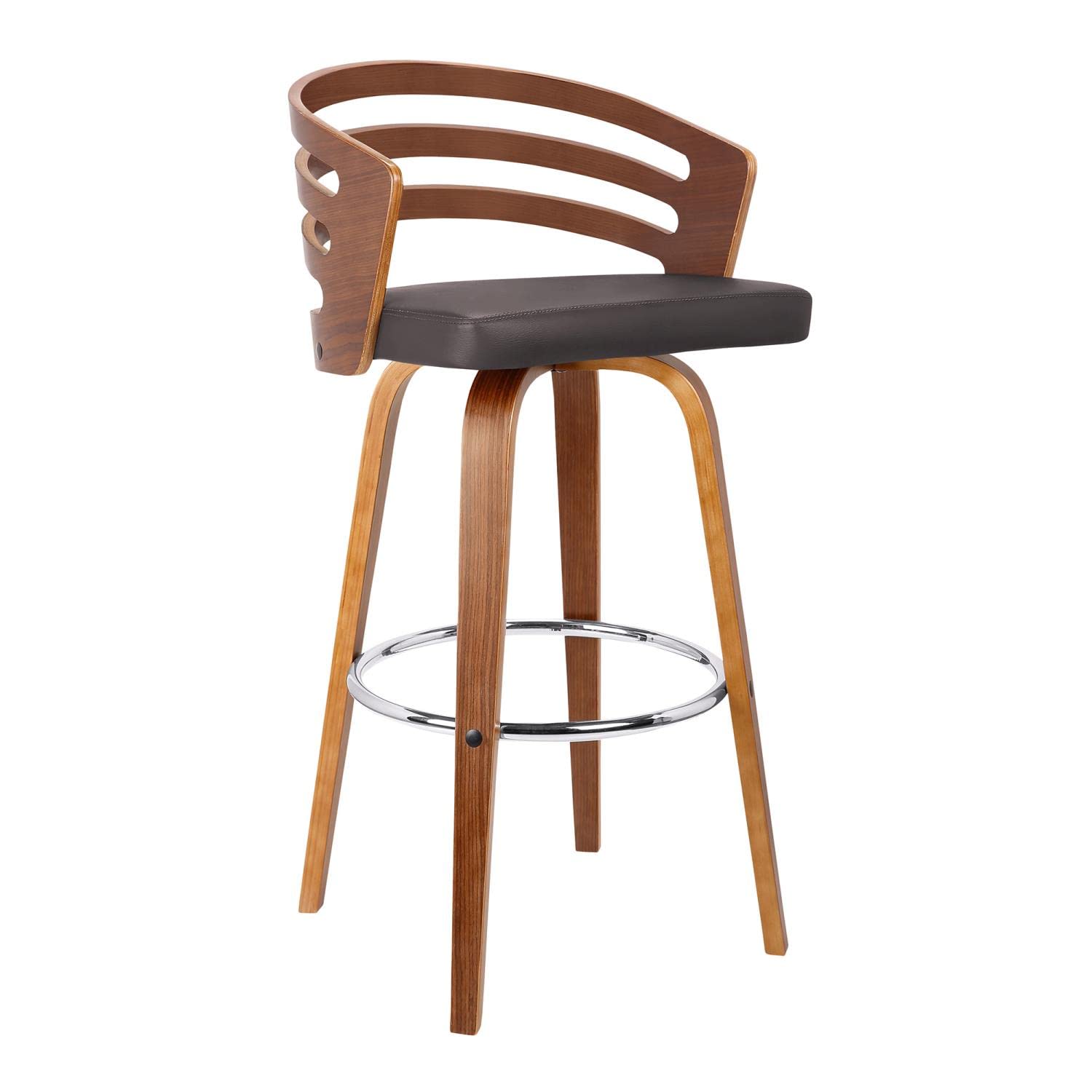 Photo 1 of Armen Living Jayden Mid-Century Swivel Counter Height Barstool, 26", Brown 26" Counter Height Brown/Walnut Barstool