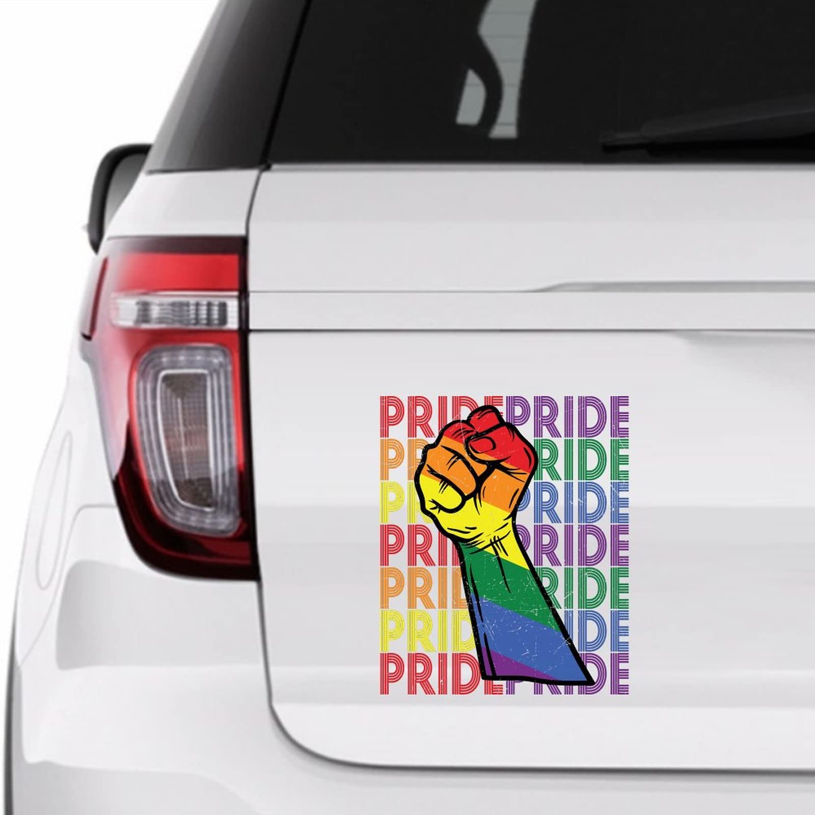 EROSPA Lot 2 Autocollants Voiture 'Attention Driver Is Gay' Rainbow Pride LGBT - 11,4x6,7 Cm