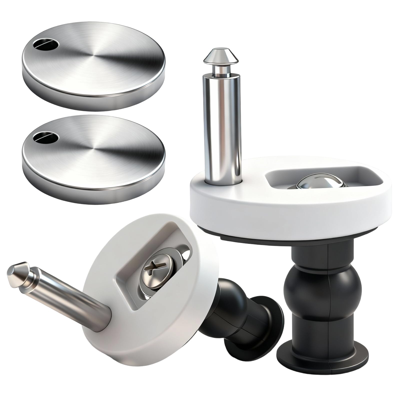2PCS Quick Release Toilet Seat Fixings, Universal Toilet Seat Hinge Fittings, Top Fixing Toilet Seat and Fixtures with Expansion Screws, Toilet Seat Replacement Fixing Kit for WC Blind Holes