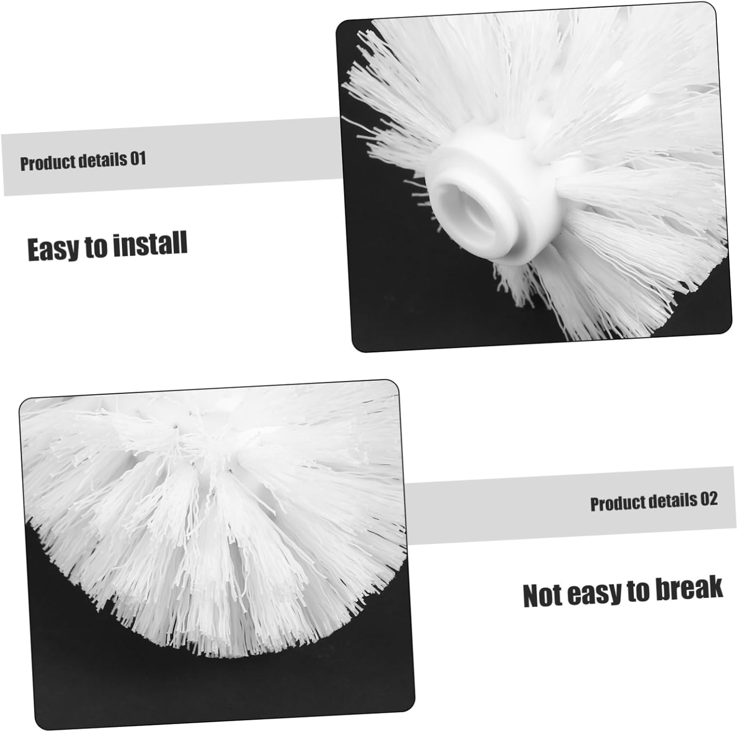 Garneck 12pcs Toilet Brush Replacement Dense Bristles for Bathroom Cleaning Tools Easy Attach Brush Refill for Use Practical Accessory
