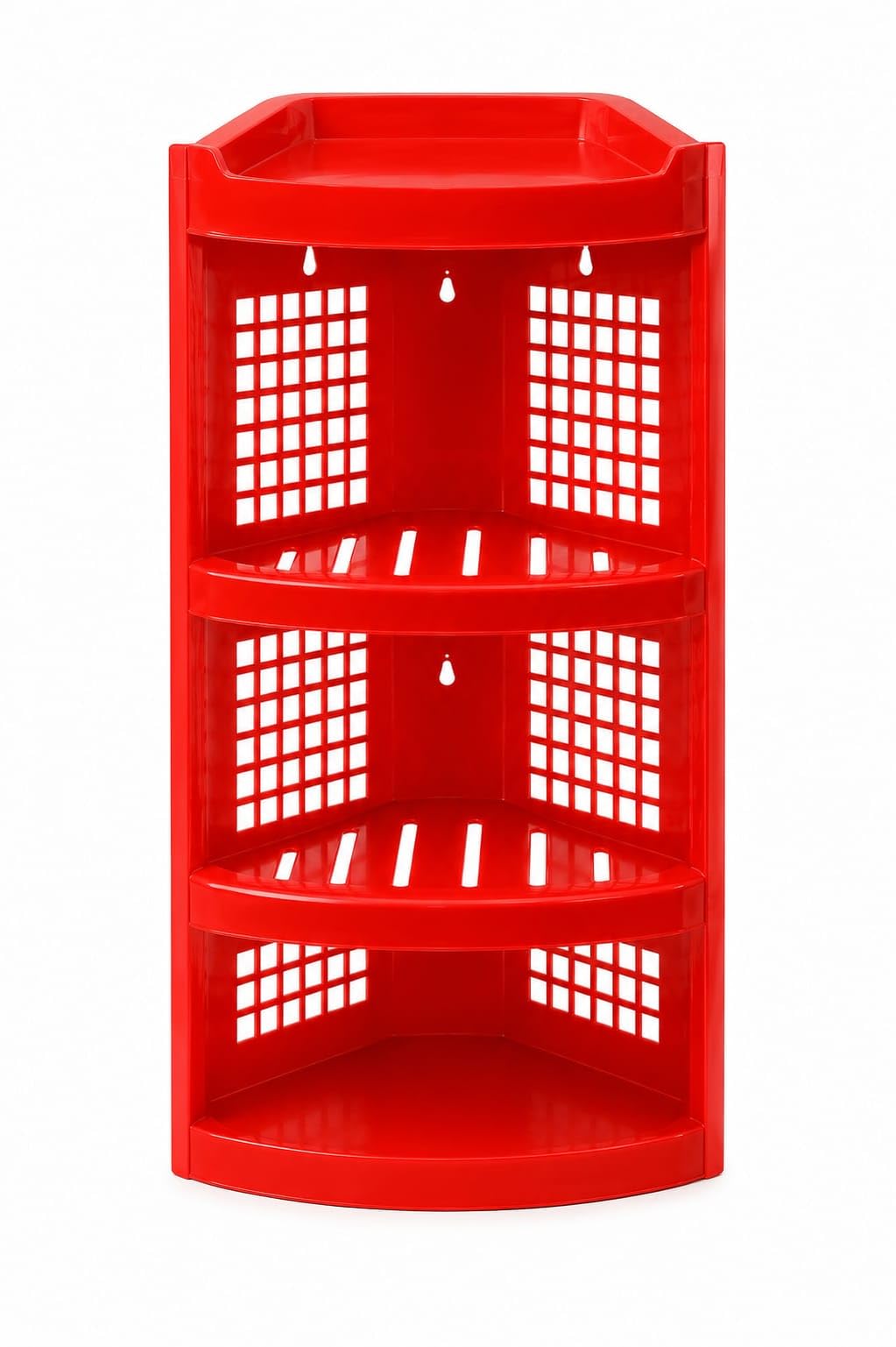 3 Tier Plastic Corner Shelf for Bathroom & Kitchen | Wall Mounted Corner Rack | Multipurpose Storage Organizer | Rust Free Bathroom Corner Stand | 45 x 17 x 17 cm Red-image-23