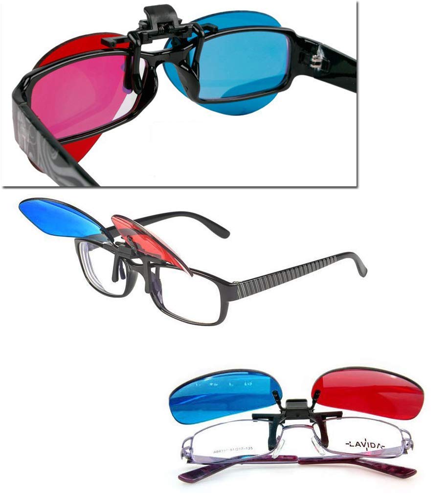 Amazon | 3本セット 3ボックス付け クリップ 式 赤青 3Dメガネ