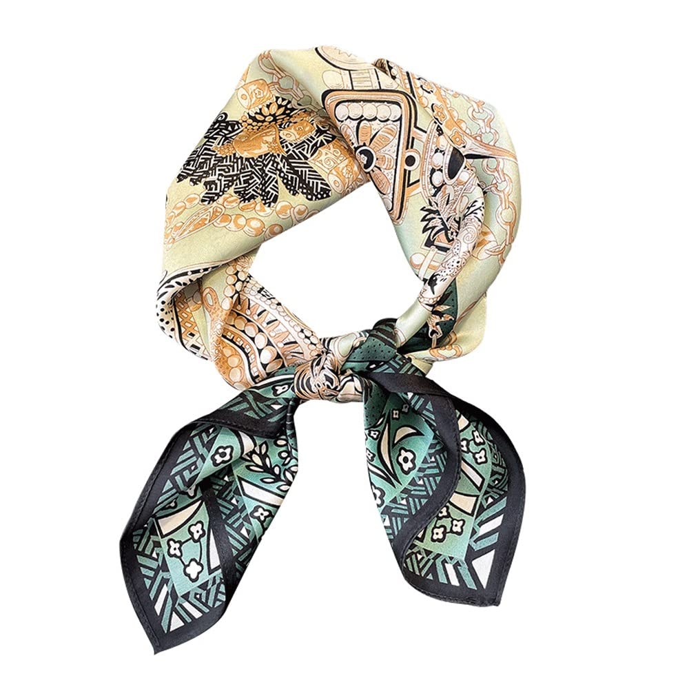 Bufandas de Cuello Cuadrado pequeño for Mujer de Seda de Morera de 27 Pulgadas, pañuelo Ligero for la Cabeza, pañuelo Estampado for Regalo