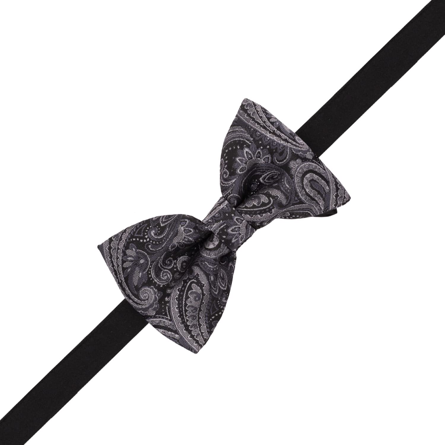 The Tie Hub Custom Grey Paisley Microfiber Bow Tie For Men - Image 3 thumbnail
