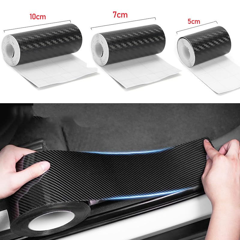 Autofolie DIY 3D Kohlefaser Autoaufkleber Türschwellerschutz Stoßstangenband Autoschutzstreifen wasserdichte Schutzfolie 1/3/5/7/10M Auto Folie(3CM,7M)