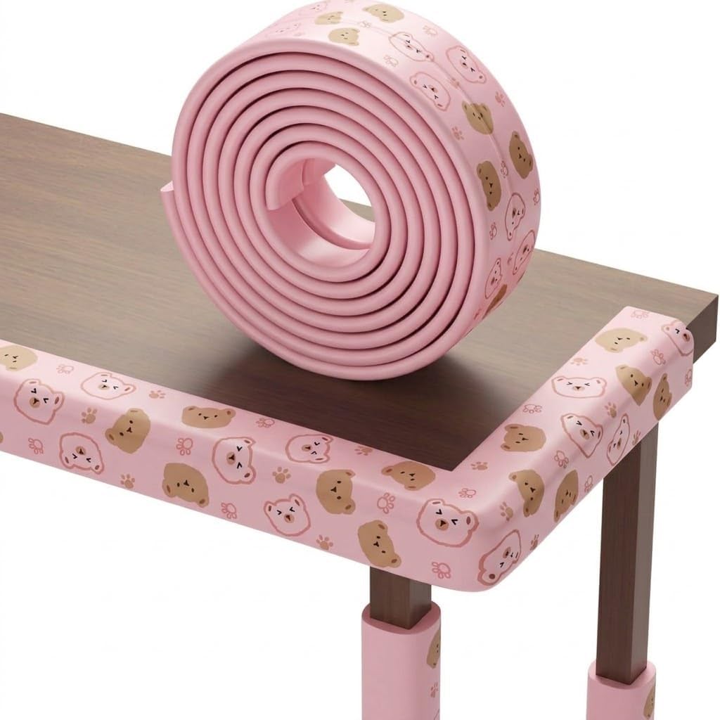 Baby Safety Edge Protector, Table Corner Guard for Kids, | Anti Collision Furniture Edge Protector with Strong Adhesive,Baby Proofing Safety Bumper for Table Desk Bed Cabinet Pink 2MTR-image-1