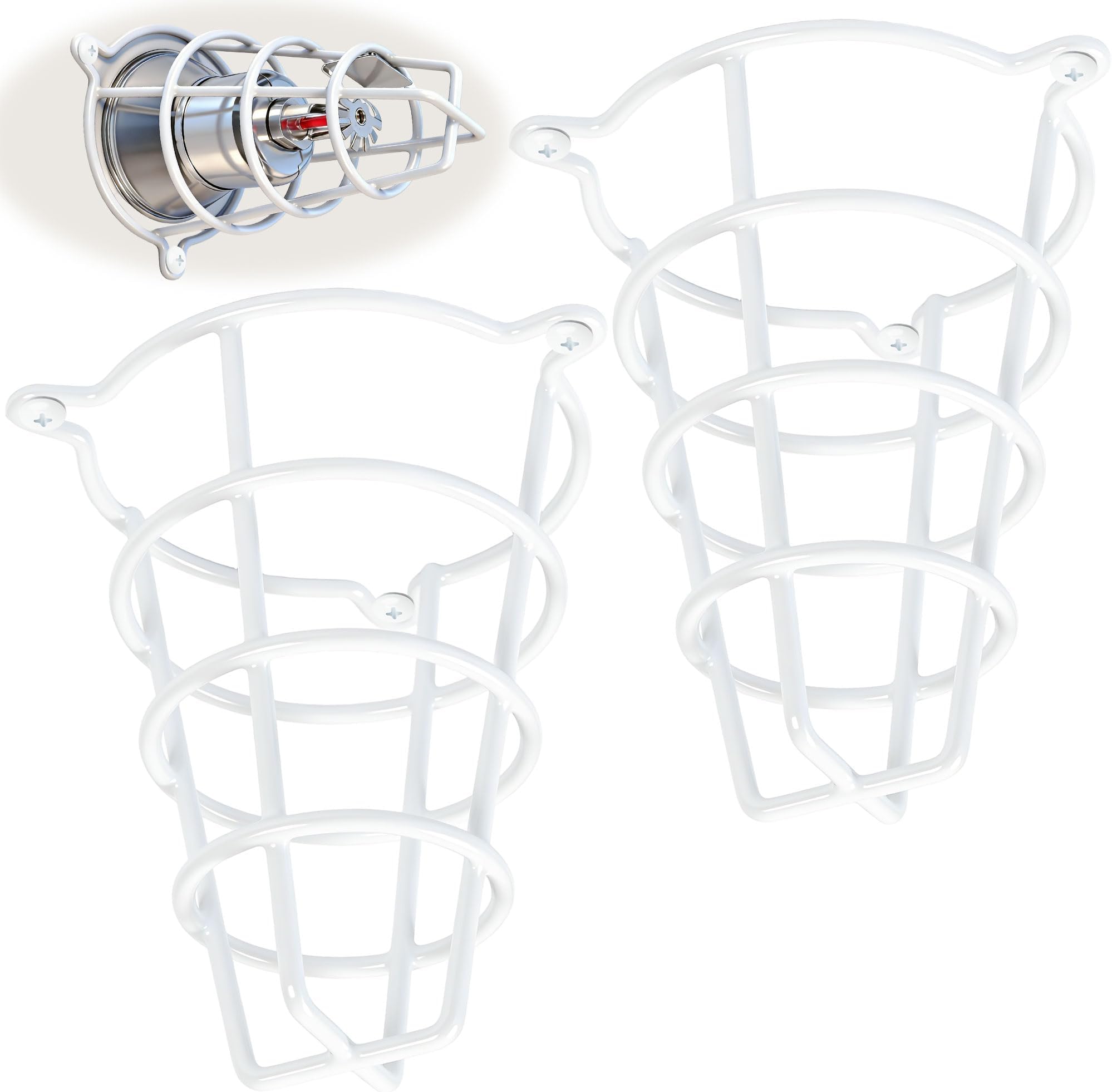 Happy Tree (2 Pack) White Fire Sprinkler Head Guard Cover for Both 1/2" & 3/4" Sprinkler Head 6" Deep Cage