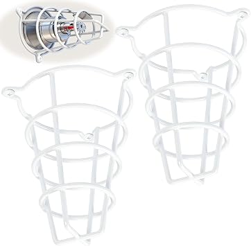Happy Tree 2 Pack White Fire Sprinkler Head Guard Cover for Both 1/2" & 3/4" Sprinkler Head 6" Deep Cage