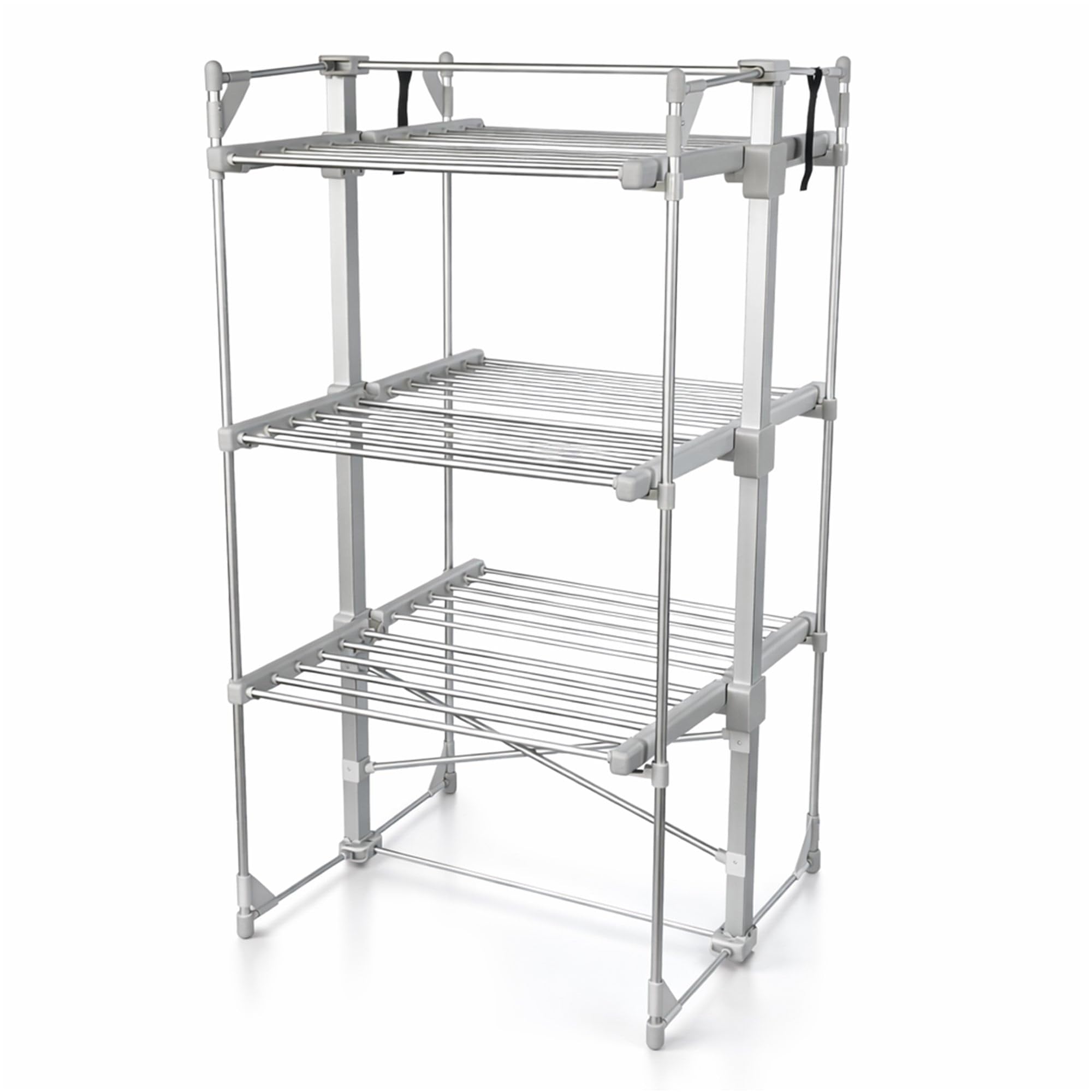 Oypla Silver 3 Tier Electrical Heated Folding Clothes Horse Airer Dryer With 36 Heated Rails