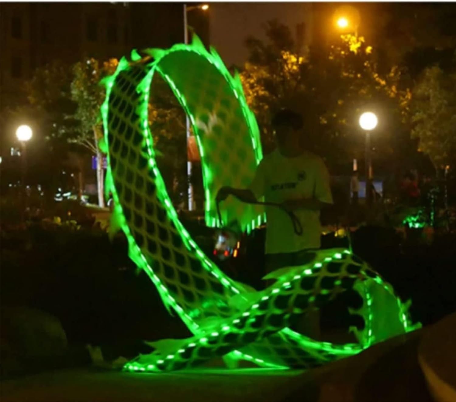 Drago Cinese per Feste Nastro da Danza del Drago Leggero A LED Fitness con Streamer per Capodanno Cinese Wu Lungo Feste Cinesi in Italia(10m)