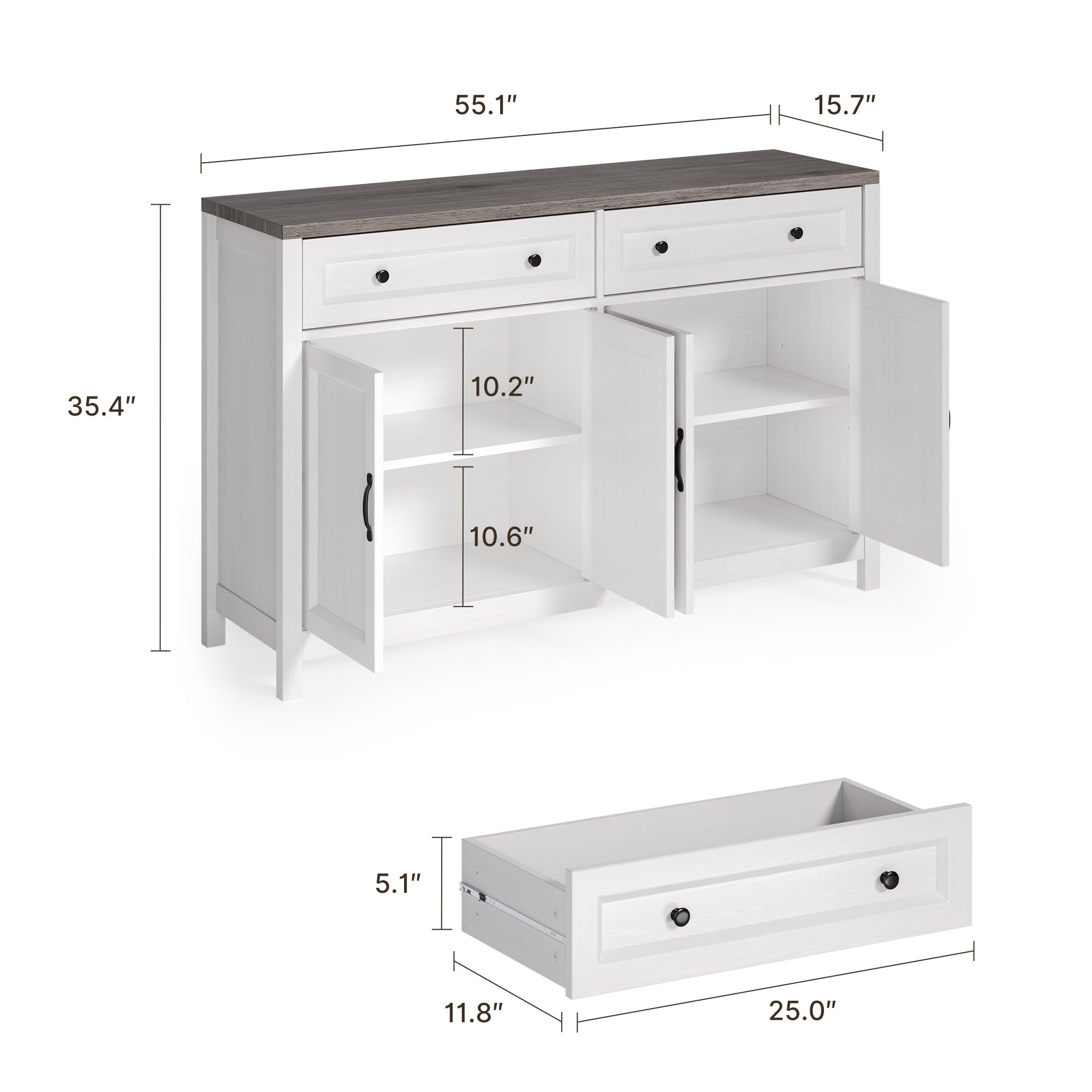 Snapklik.com : Gizoon Farmhouse Kitchen Sideboard Buffet Cabinet