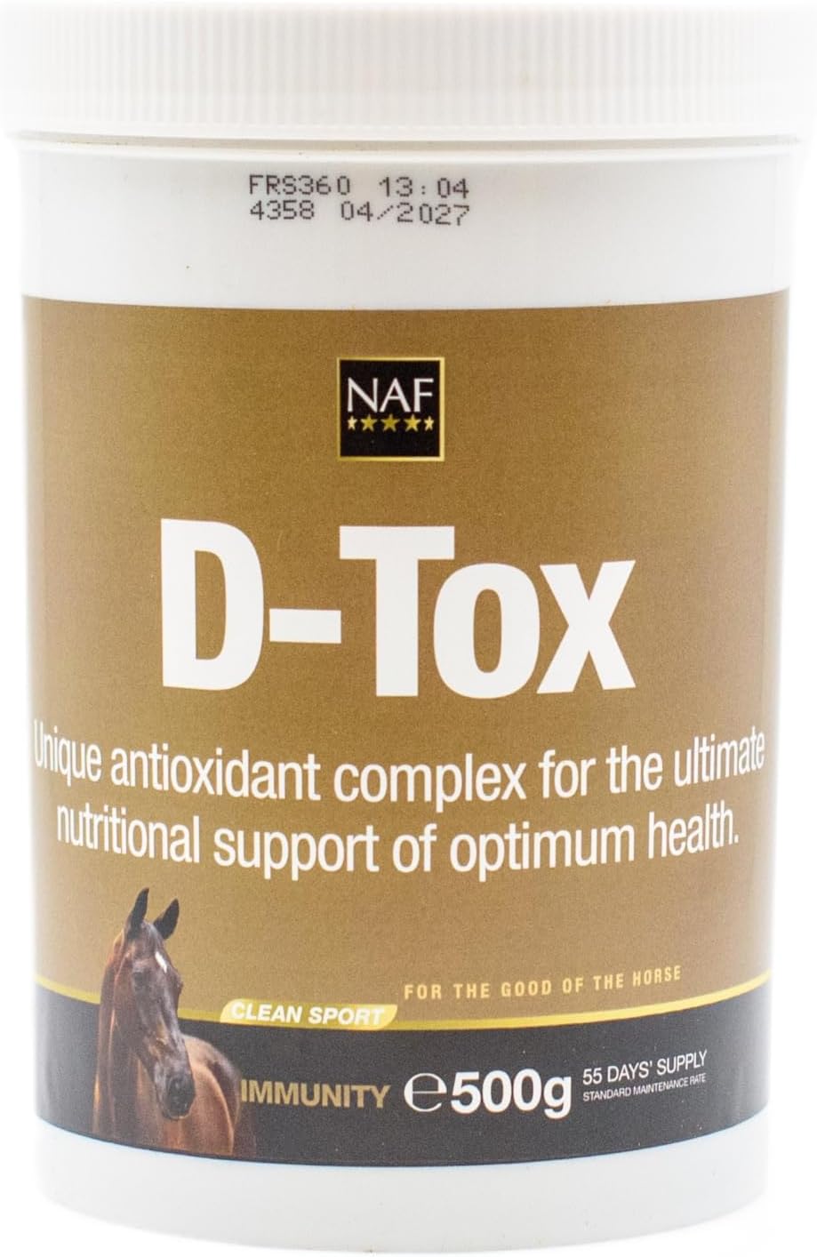 NAF D-Tox for Horses 500g – Antioxidant-Rich Liver Support Supplement – Detox Formula with Herbal Extracts & Micronutrients – Ideal Post-Illness or Intensive Work