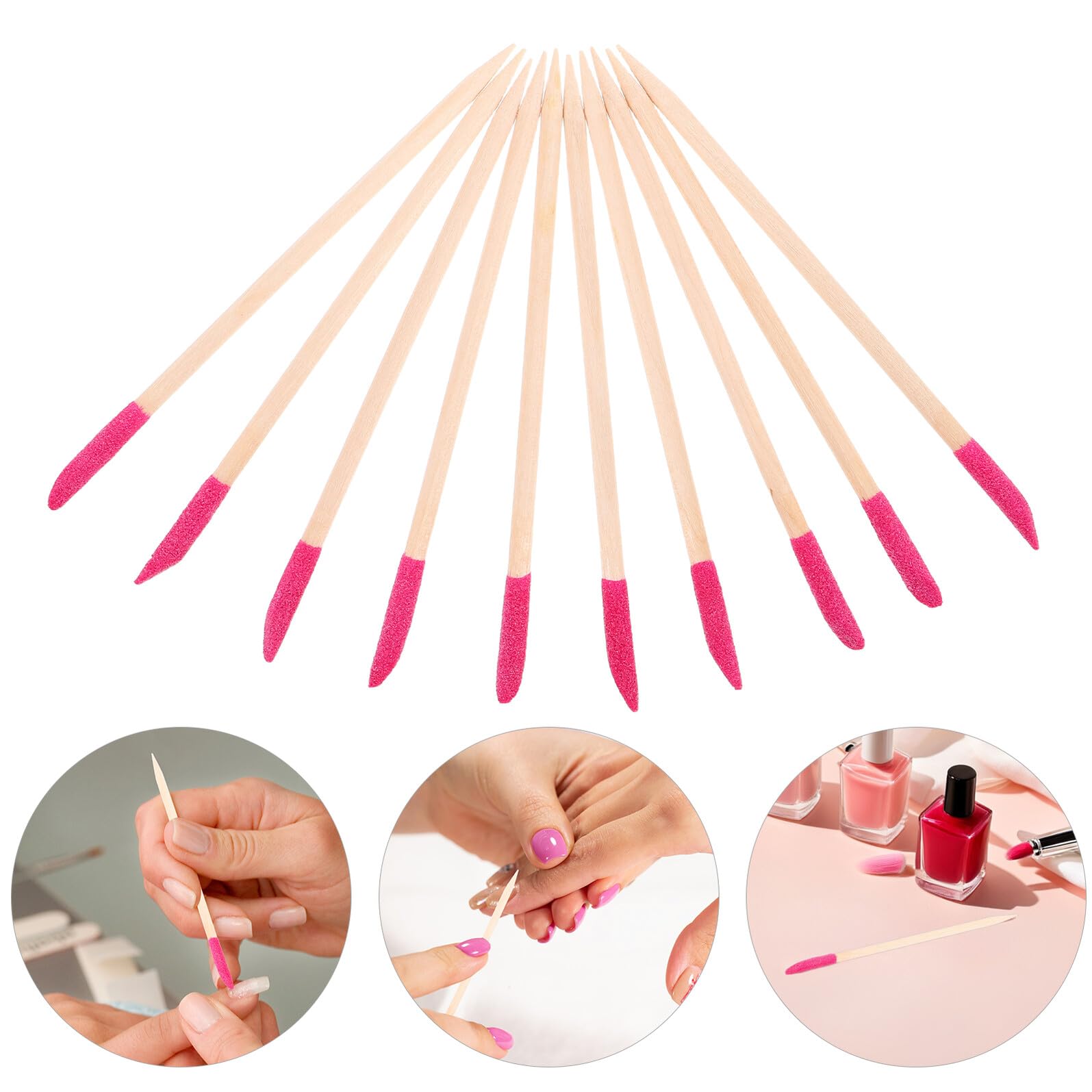 Cabilock Palitos Cuidado de Naranjo, o de Madera Superficie Texturizada Manicura Piezas 50 Compactas Lijado y para de Cutículas de Uñas en Salón DIY