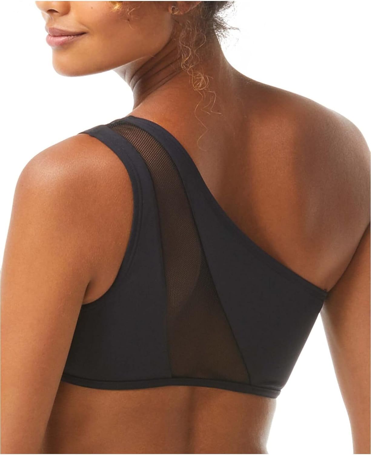 Vince Camuto Mesh Cutouts One Shoulder Bikini Top