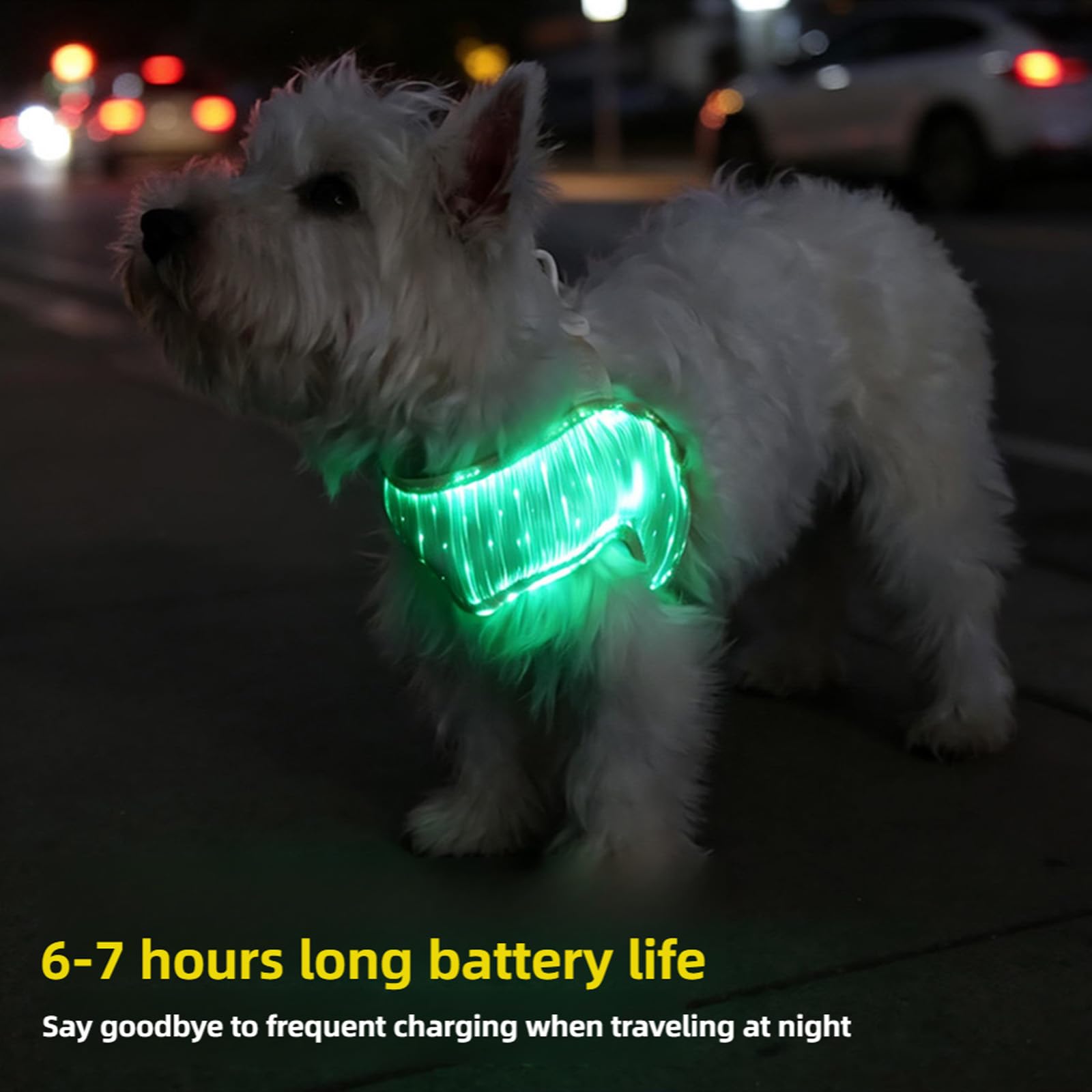 Arnés de chaleco para mascotas, diseño LED ajustable para paseos nocturnos y paseos al aire libre, arnés iluminado para pasear al perro, chaleco de malla para mascotas, panel brillante, equipo de