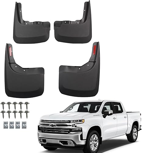 Juego de guardabarros compatibles con Chevy Silverado 1500 2019-2023 (no incluye ZR2, LT Trail Boss, Custom Trail Boss) Juego de protectores de