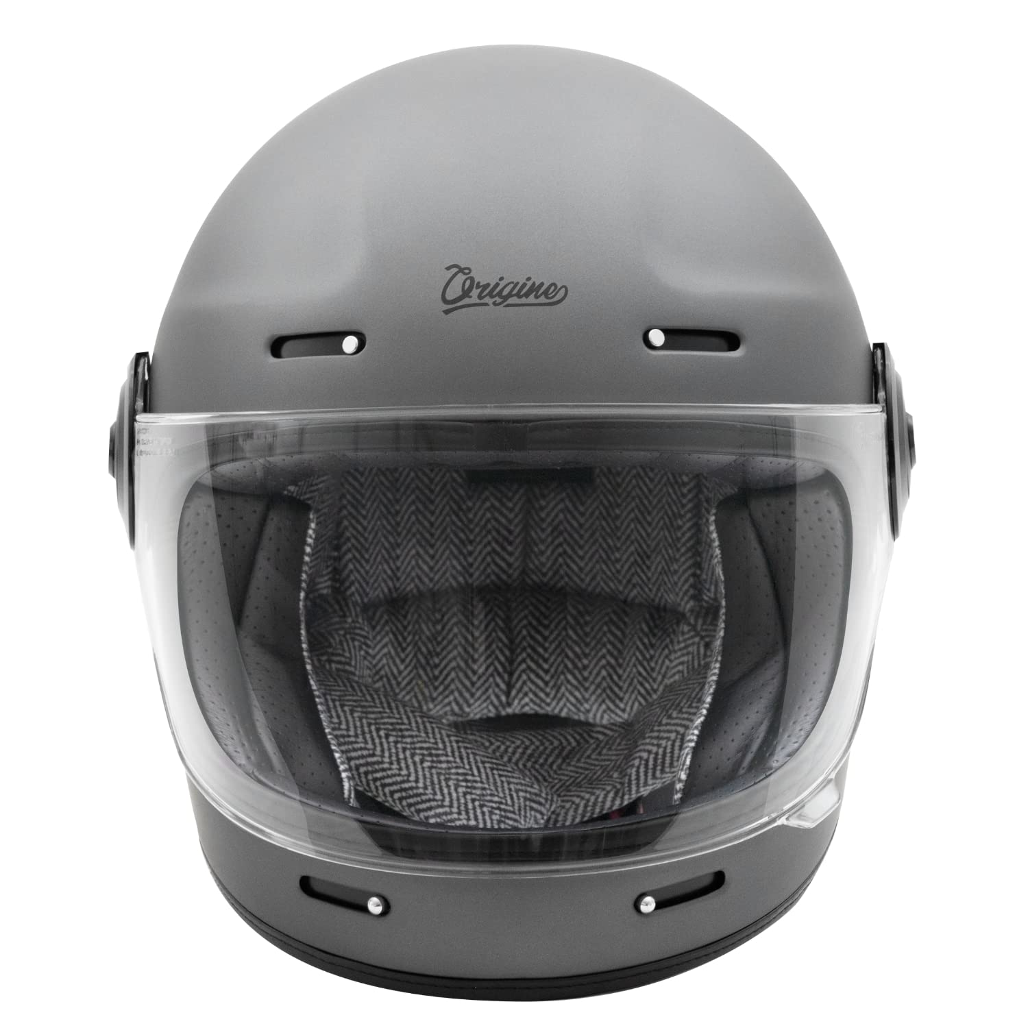 ORIGINE Casco Moto Integrale in Fibra di Vetro Stile Cafe Racer Omologato ECE con Visiera