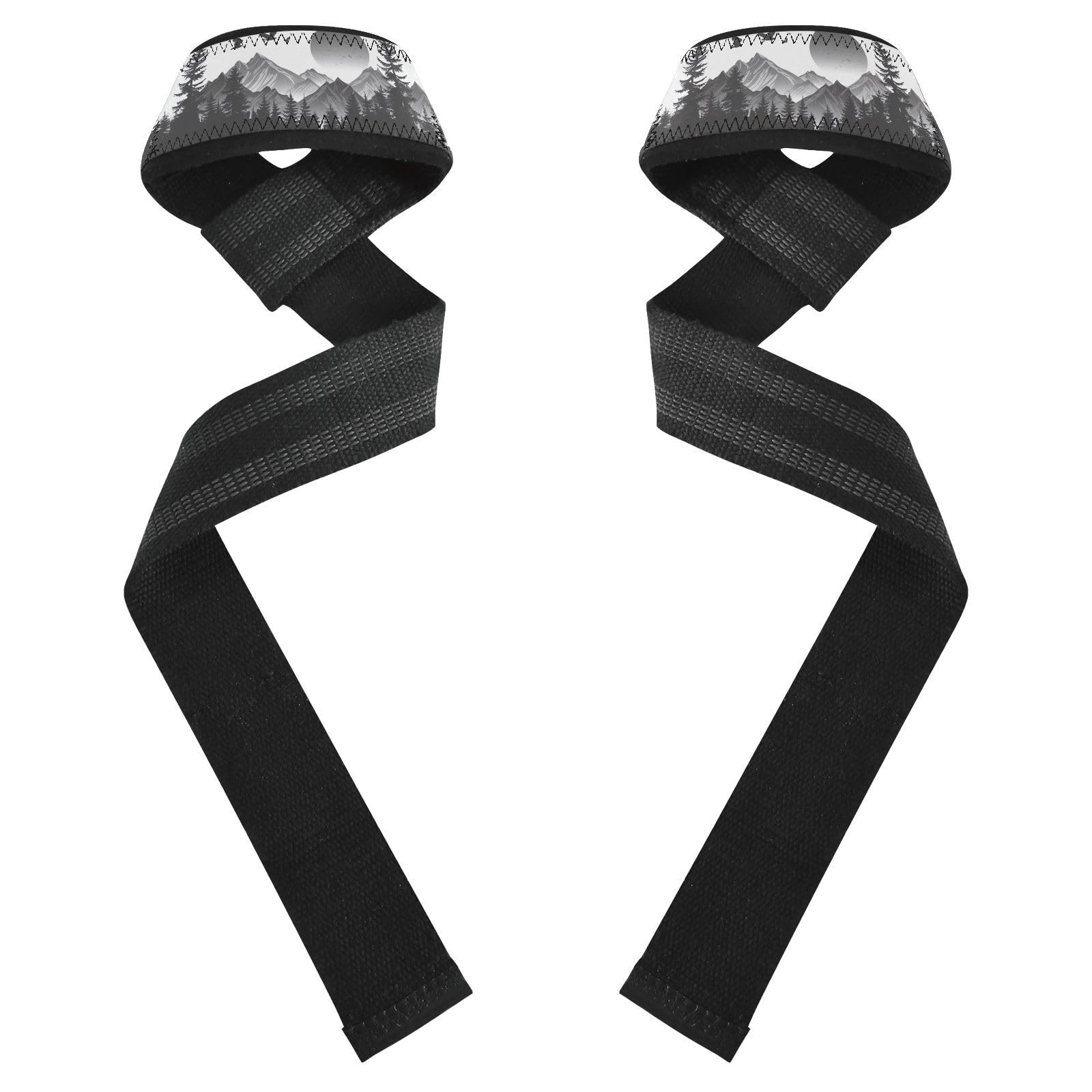 Nander Beautiful Ink Colored Mountains Wrist Straps for Weightlifting,Lifting Straps with Neoprene Cushioned Wrist Padded and Anti-Skid Silicone for Strength Training,Bodybuilding,Deadlifting