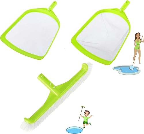 Cepillo de pared y azulejos, red de desnatador de piscina y termómetro de piscina con poste telescópico de aluminio de 30 pulgadas, la mejor opción