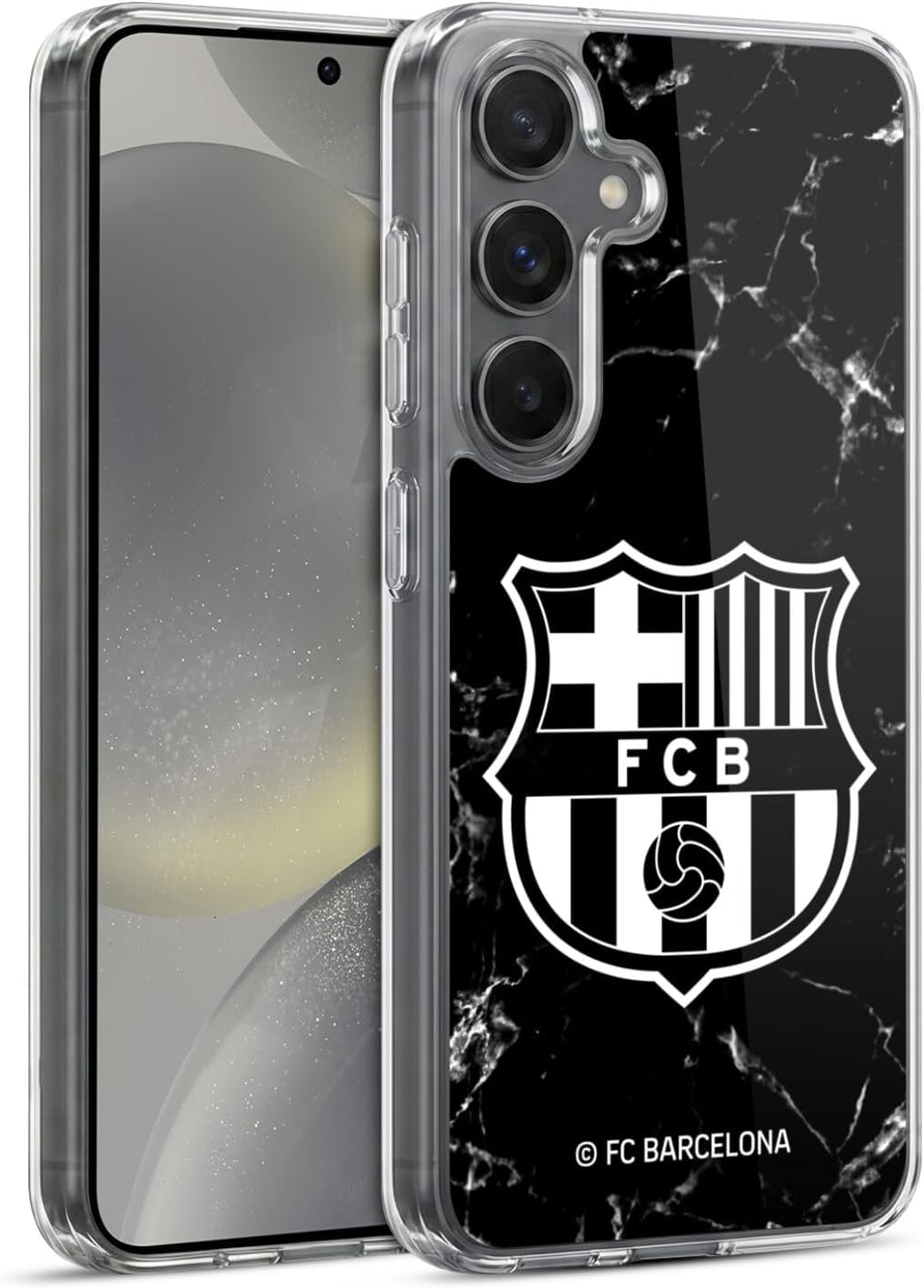 Head Case Designs Officially Licensed FC Barcelona Black Marble Crest Patterns Gel Case [Military Grade Protection] Compatible with Samsung Galaxy S24 5G and Compatible with MagSafe