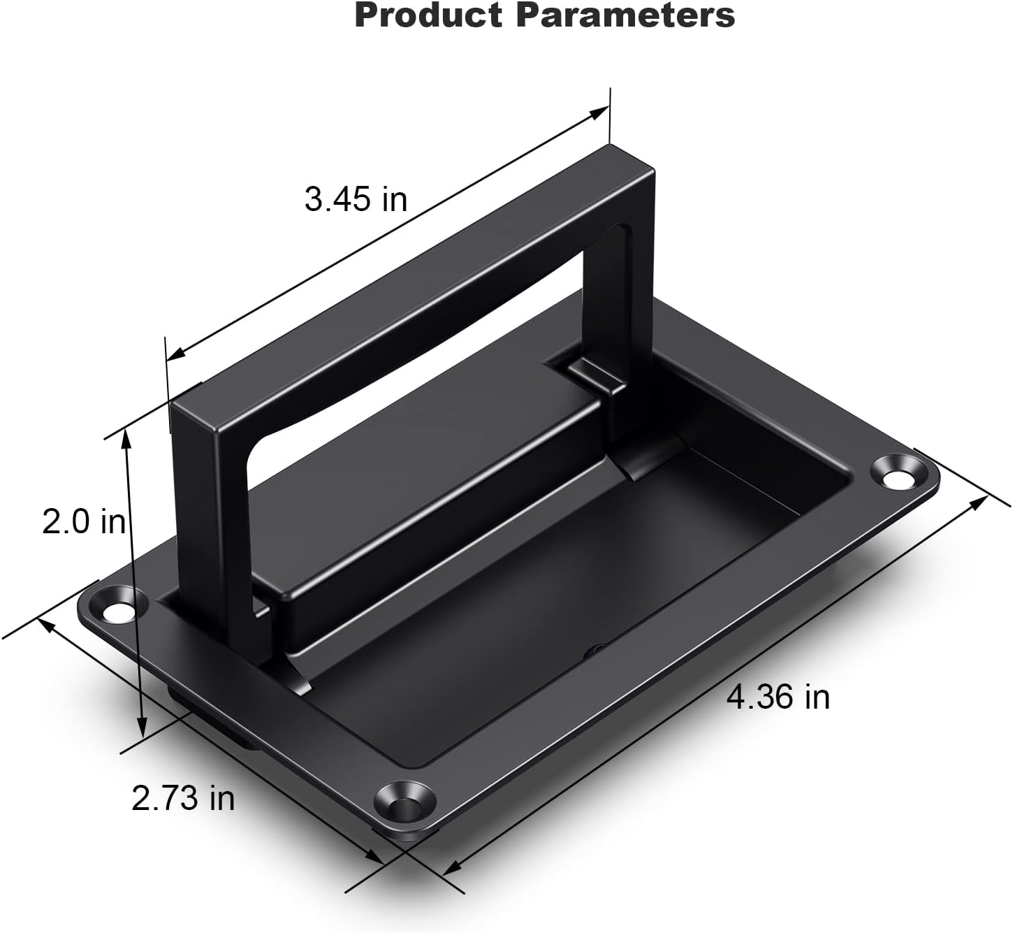 SYINE 2 Pack Black Zinc Alloy Recessed Door Pull Handle Recessed Flush Pull Handle for Drawer Access Door Toolbox,4.35 x 2.72 inch