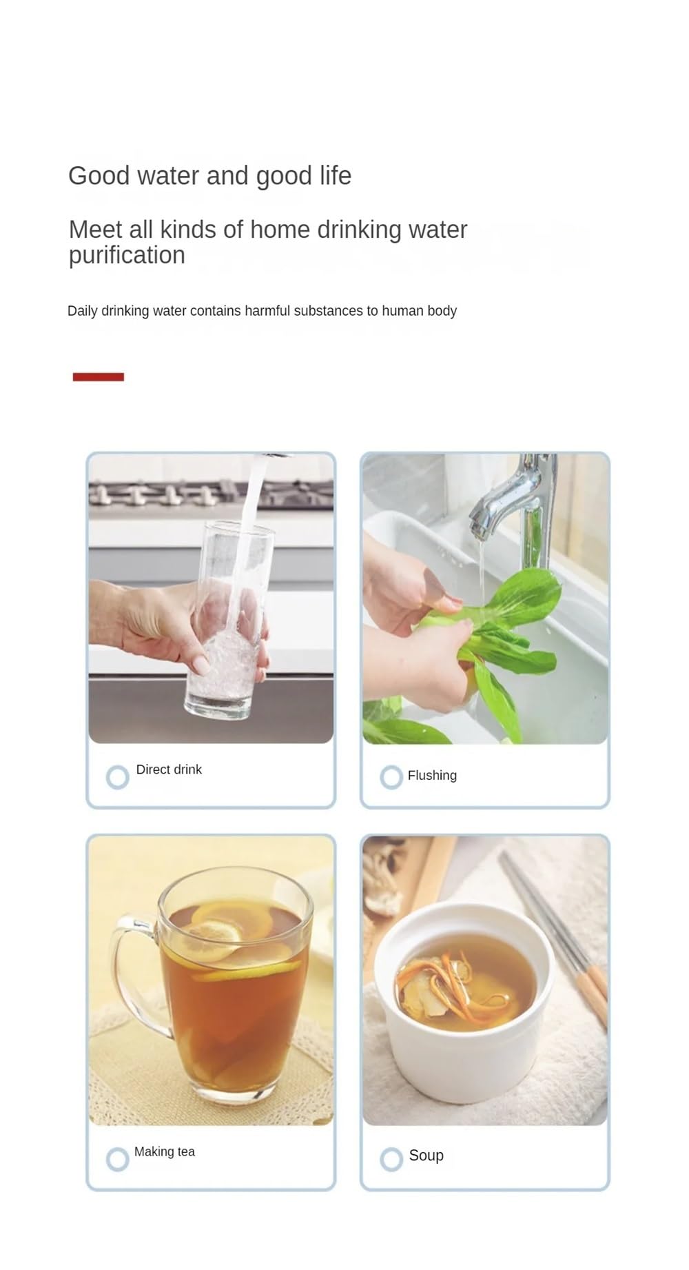 Filtro de agua, sistema filtración directa potable, purificación debajo del fregadero 5 etapas, alto flujo, 0,01 micrones, retiene minerales(Water dispenser 1Set)