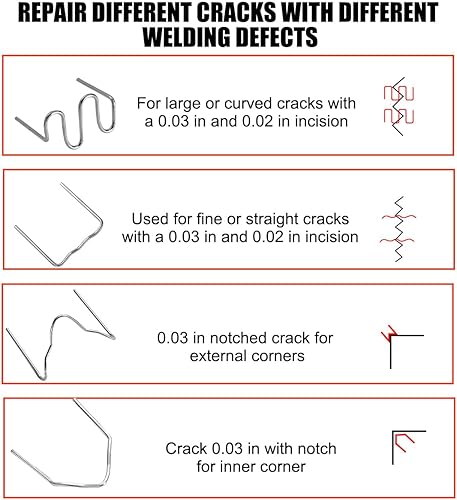 Miniatura 6 de Soldador de plástico para automóvil, kit de pistola de soldadura de reparación de grietas de parachoques de plástico para vehículos, 200 unidades, 4