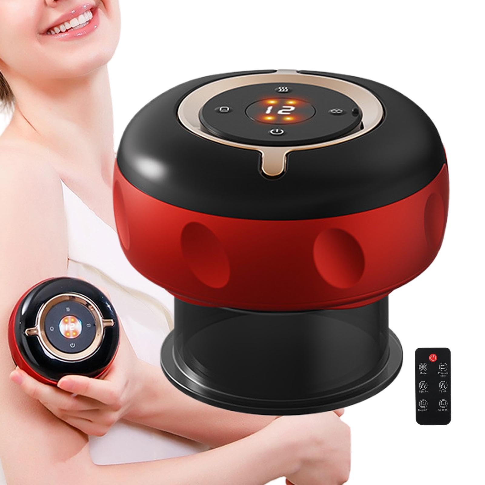 Dispositivo Inteligente De Ventosas 12 Niveles De Vacío, Copas Eléctricas | Masajeador de Ventosas con Control Remoto Para Cuerpo Cuello Piernas Pie Recuperación Relajación