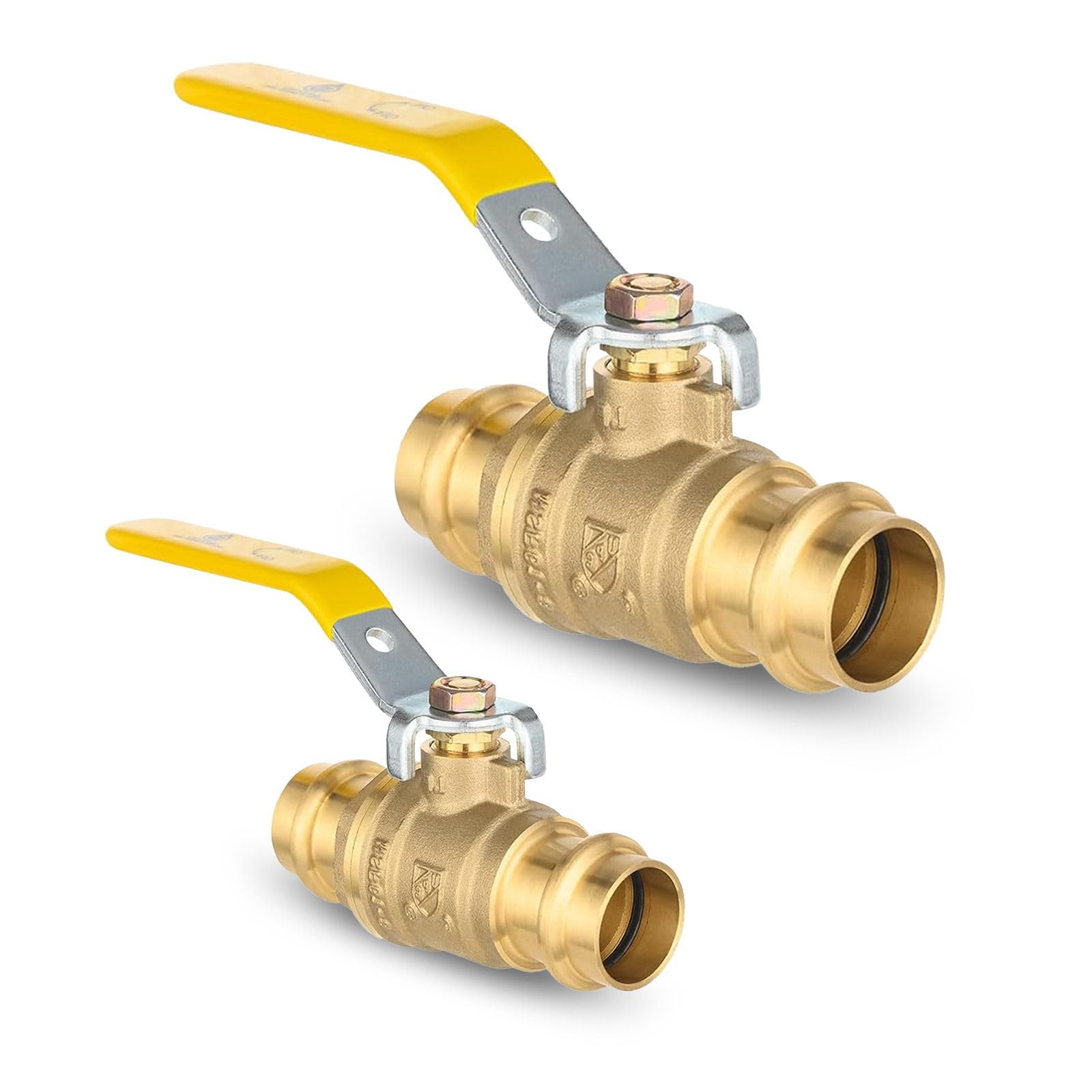 Lot de 2 robinets d'arrêt à boisseau sphérique de 1,9 cm avec joint torique EPDM, robinet à boisseau sphérique d'arrêt complet en laiton à port complet pour eau chaude et froide, certifié NSF