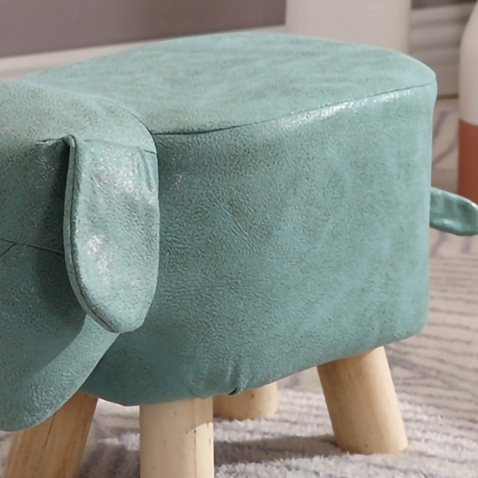 Sgabelli Bassi in Legno per Bambini Sgabello per Bambini Simpatico Cartone Animato Sgabello a Forma di Cane Piccolo per la Scuola Materna Domestica (Verde Chiaro)