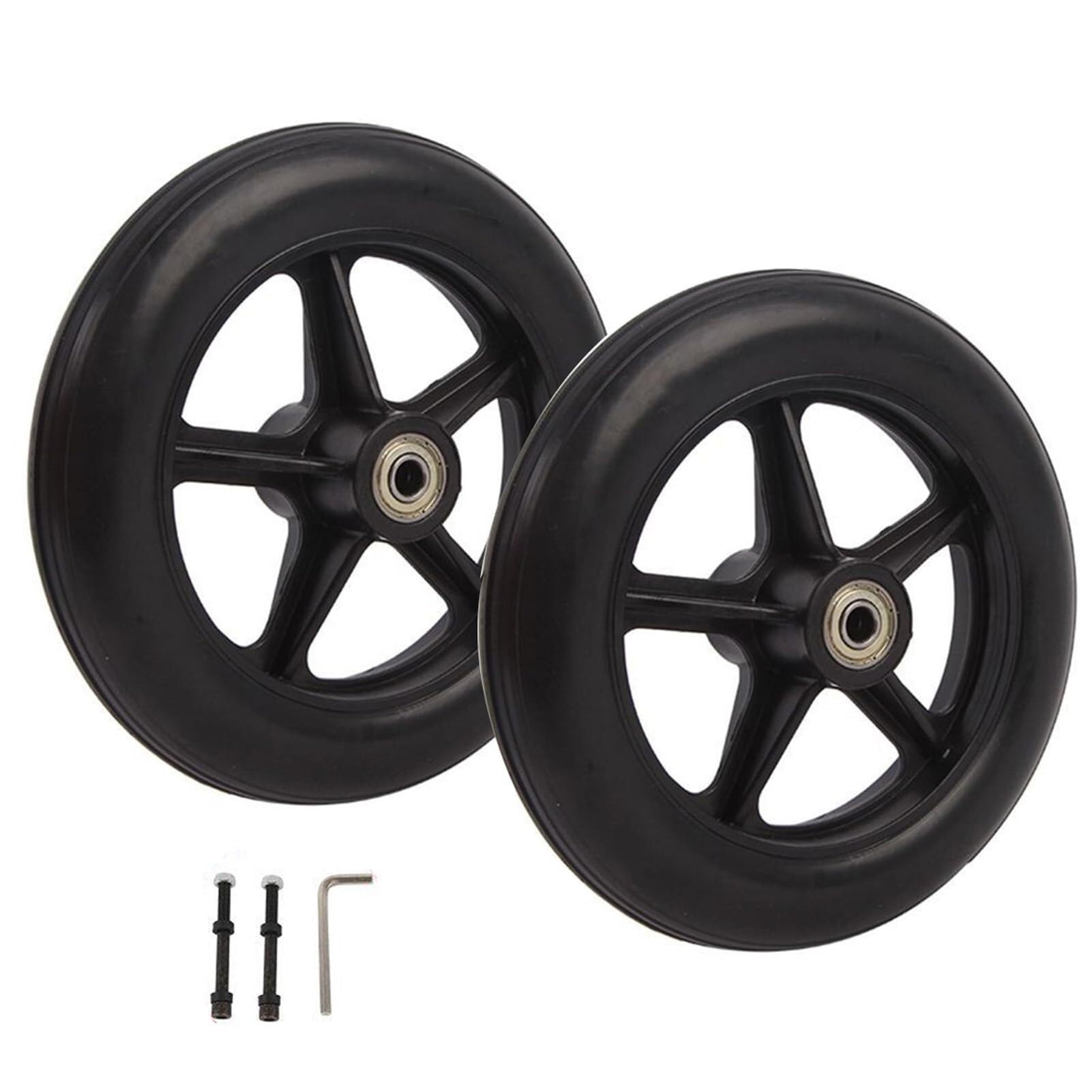 1 par de ruedas delanteras for silla de ruedas de 6/7/8 pulgadas, ruedas delanteras sólidas for silla de ruedas, ruedas giratorias de repuesto, accesorios universales for ruedas de repuesto for silla
