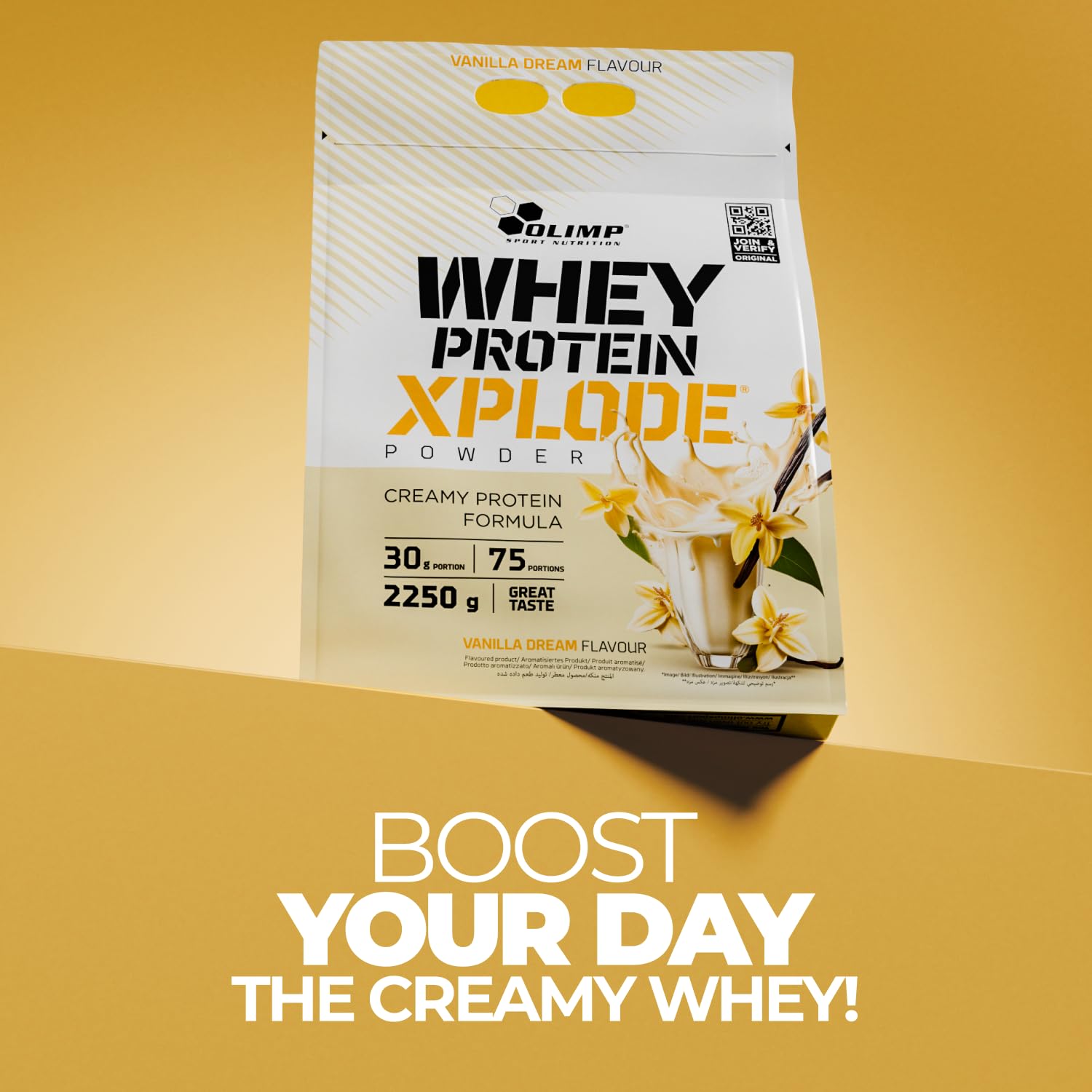 Olimp Whey Protein Pulver Vanille - 2250 g - Eiweiss Protein Pulver - Booster pre Workout