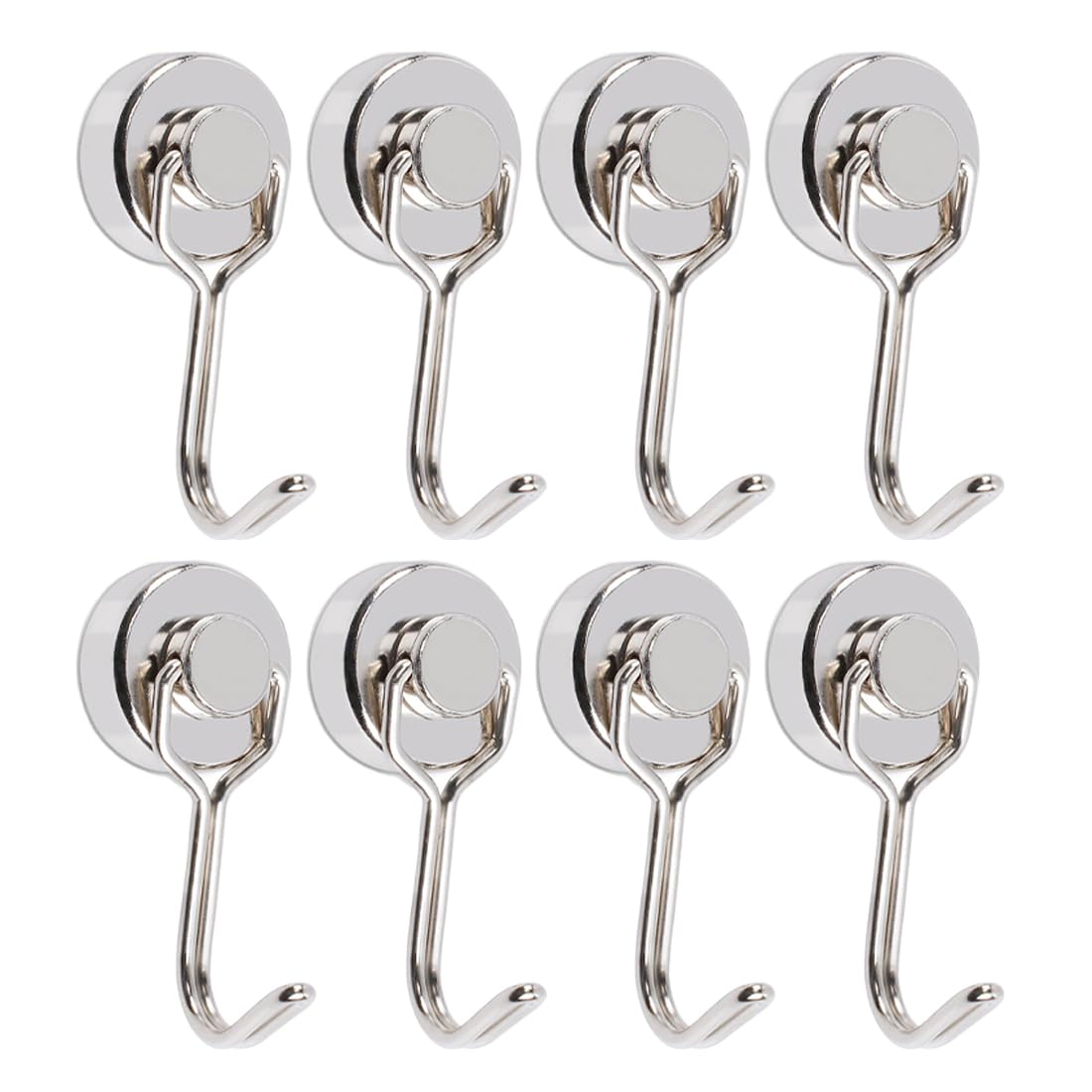 8 Pezzi 20MM Ganci Magnetici 12KG Forza, Neodimio Ruotabile per Cucina, Camera da Letto, Ganci Magnetici Cucina Ruotabile, Ruotabile Magnete con Gancio