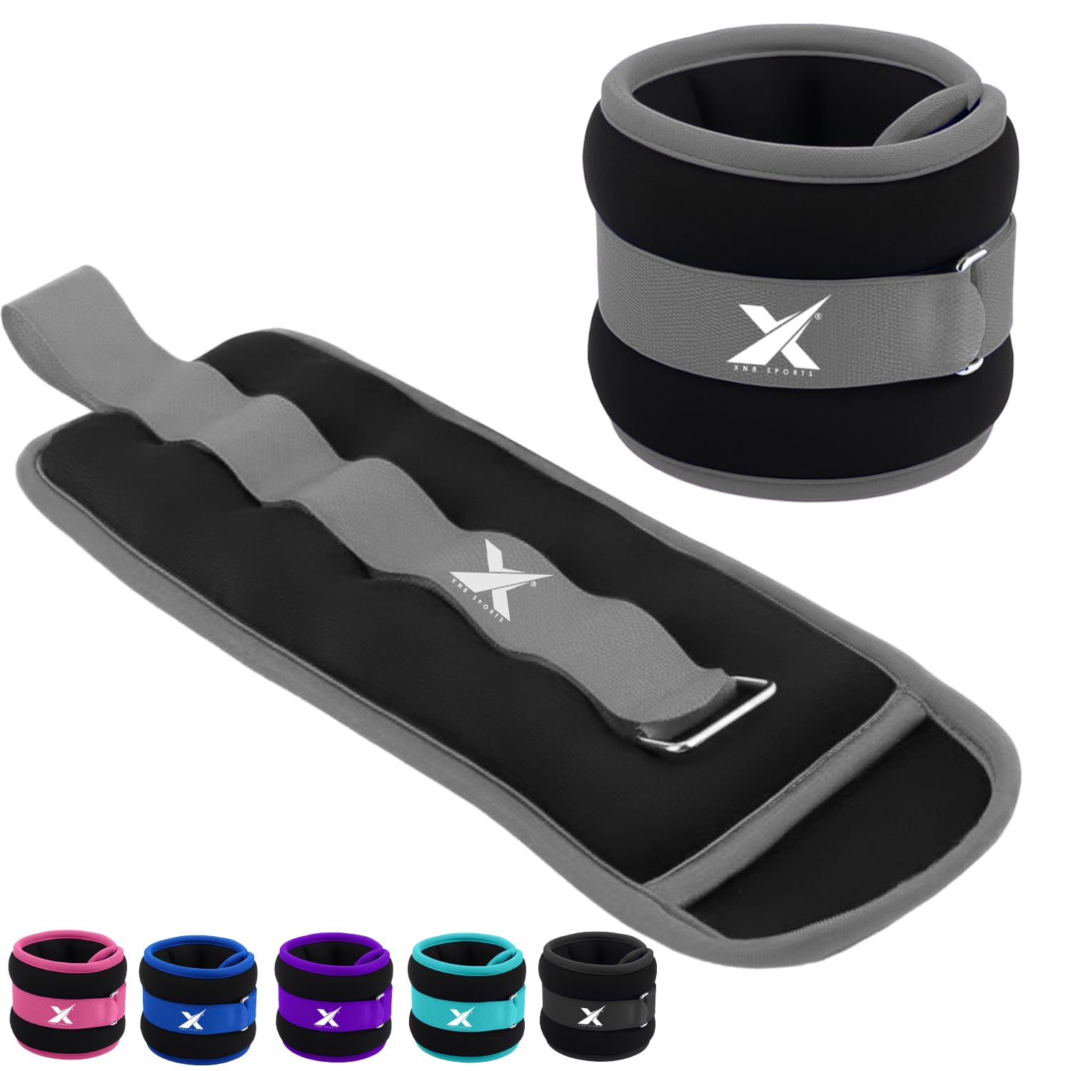 Xn8 Neoprene Ankle Weights With Strap, Pair of (0.5kg,1kg,1.5kg,2kg,2.5kg,3kg) Leg Weights, Wrist Weights, Arm Weights for Home Fitness, Strength Training, Running, Walking, Gym, Workout, Aerobics — image 1