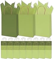 Vista 8 de Whaline 24 bolsas de regalo de papel marrón con asas, bolsas de compras de comestibles con 30 hojas de papel de seda de envoltura para vacaciones