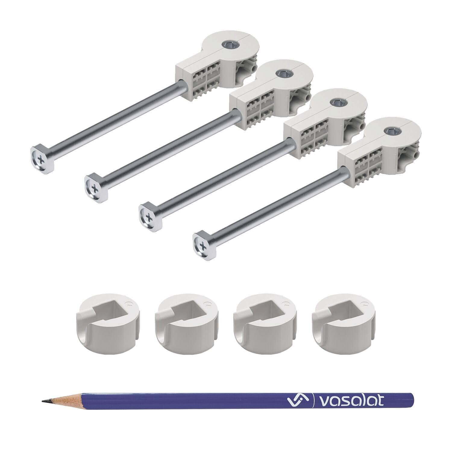 vasalat Arbeitsplattenverbinder Quick-Tech - 4x Plattenverbinder M8x150mm für Arbeitsplatte mit 25mm Mindeststärke + 4x Gegenstück