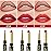 evpct 3Pcs Red Velvet Matte Lip Liner and Lipstick Combo Set Kit for Women, Dark Light Bright Ruby British Red Magic 24 Hours Lipstick and Lip Liner Makeup Set Stain Long Lasting Waterproof labial