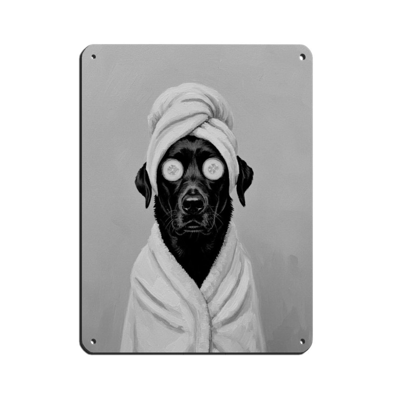 Bathroom Spa Art, Black Labrador Retriever Dog Retro Poster Metal Tin Sign Chic Art Retro Iron Painting Bar People Cave Cafe Family Garage Poster Wall Decoration 12x16inch(30x40cm)
