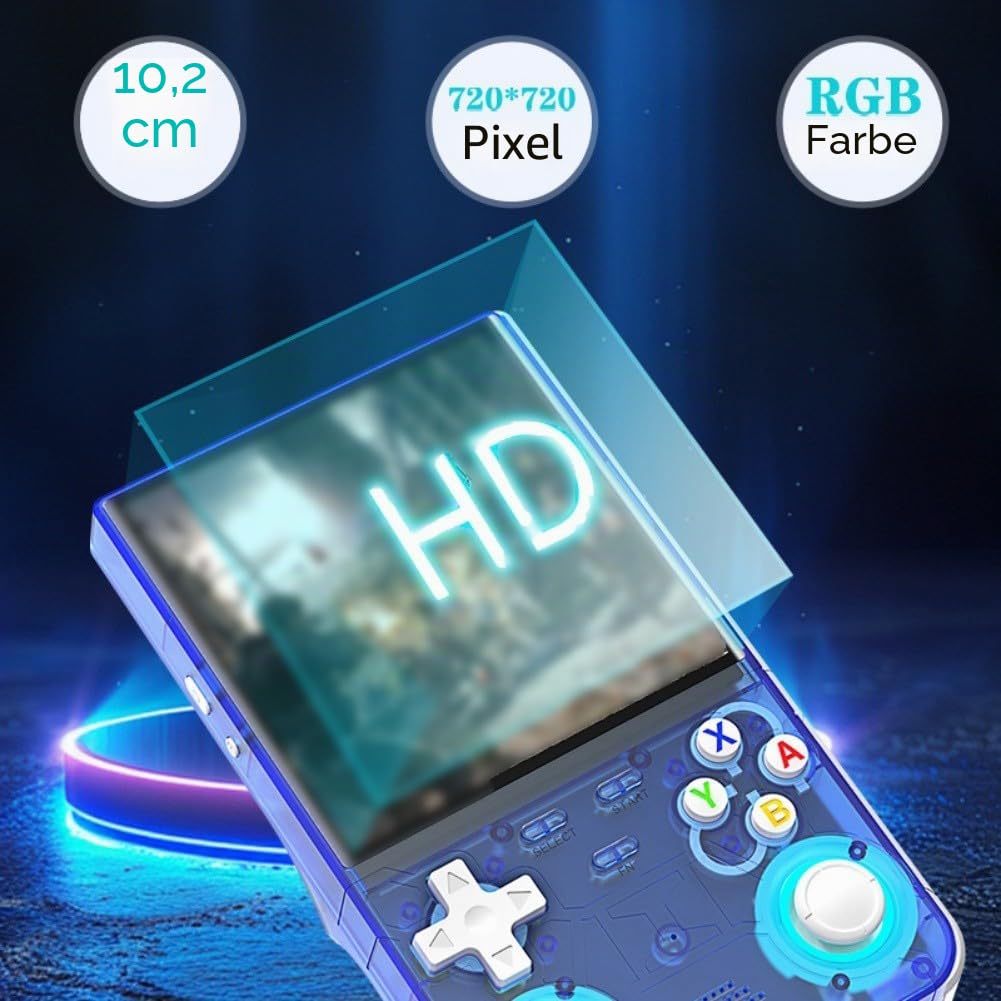R36 Ultra 128 GB Handkonsole mit 10,2 cm (4 Zoll) HD-Bildschirm, entworfen für Retro-Spielesammlung und -spielen, Schwarz