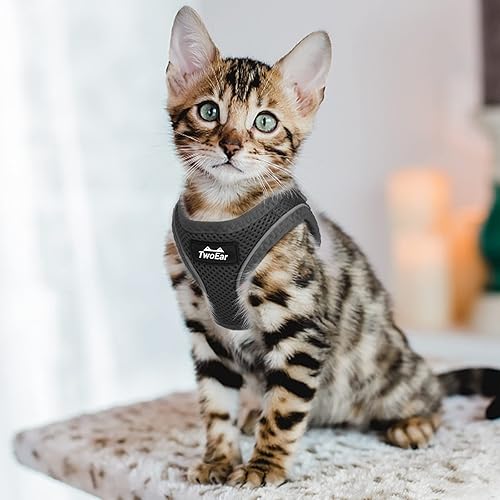 Miniatura 6 de TwoEar Arnés de gato a prueba de escape, suave chaleco ajustable para perro, de malla transpirable, chaqueta reflectante de fácil control para