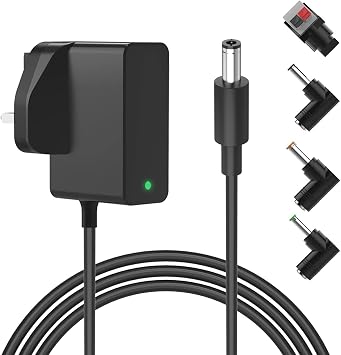Newding 12V 2A Power Adapter Compatible with LED Strip Lights, CCTV Camera, Router, Universal 24W Mains Charger UK Plug with 4 Connectors