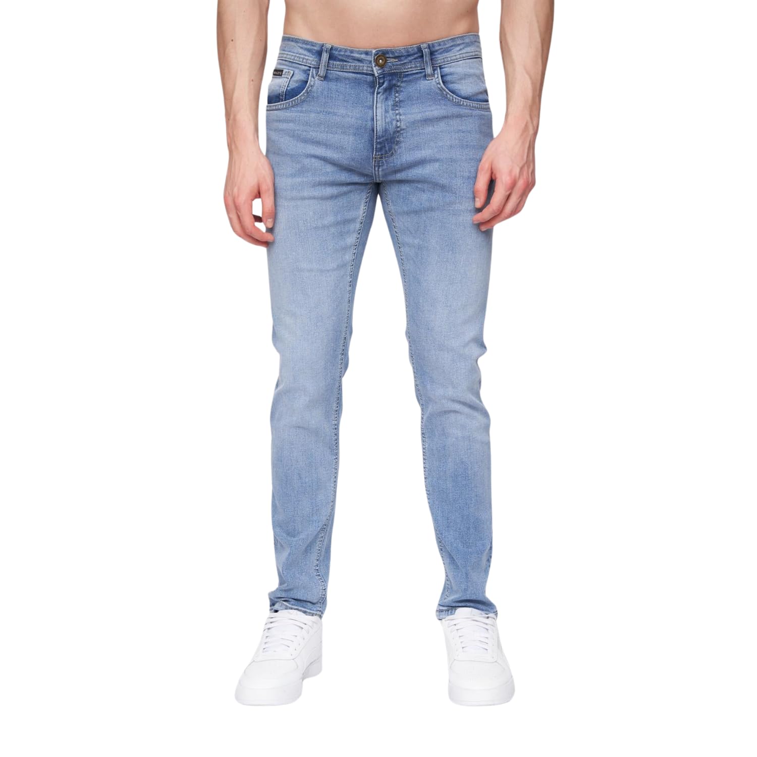 Henleys - Mens ‘MAYHEN’ Slim Fit Cotton Rich Denim Jeans (Light Wash, W34 L32)